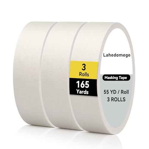 3 Roll White Painters Tape, Masking Tape, White Artist Tape, Paint Tape for Painting, DIY Craft Art, No Residue, Easy Removal, 0.7 inch x 55 Yards x 3 Rolls (165 Total Yards)