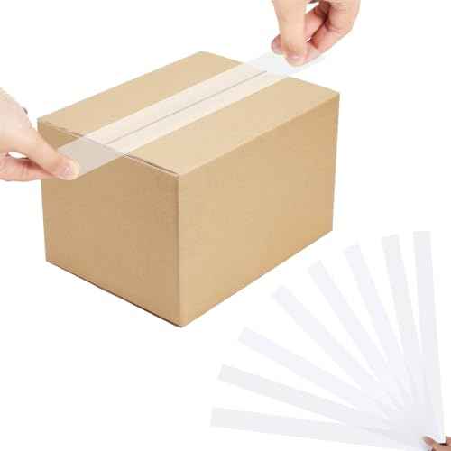 100 Pack Precut Return Tape Strips Clear Return Tape Sheets Banded Strips for Sealing, Packaging, Shipping, Mailing, Office, Home, Business, Warehouse Needs (2'' X 24'')