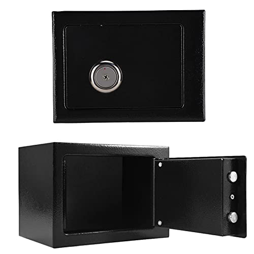 Steel Safe Box with Key Lock, Anti-Theft Security Storage for Cash, Jewelry, Documents, Home & Office Use, Includes 2 Keys & Screws