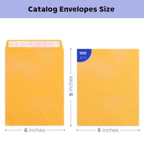 6x9 Manilla Envelopes Self Seal 100 Pack - Durable Kraft File & Mailing Envelopes