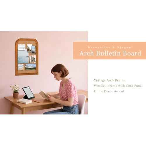 Decorative Cork Bulletin Board, 23.6"x17.7" Wall-Mounted Vision Board with Frame?Ideal for Office Decor, School Use, Photo Display, and Reminders(DH-2R2S-4560)