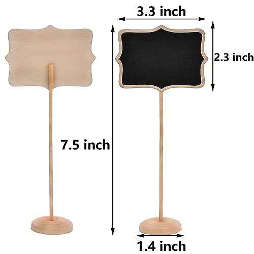 20PCS Wood Mini Chalkboard Sign and Replacement Stickers, Food Labels for Party Buffet,Blackboard for Message Board Signs,Weddings Place Cards, Birthday Party