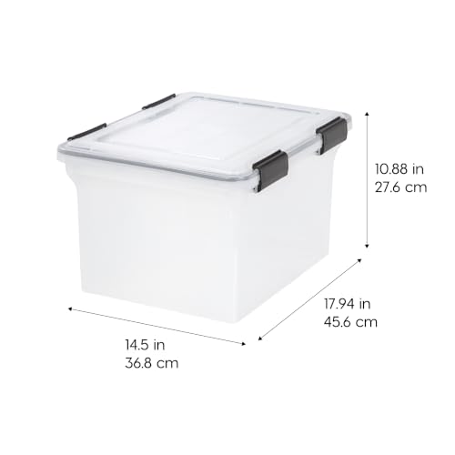 IRIS USA WeatherPro Water-Resistant File Box Organizer 32 Qt. Letter & Legal