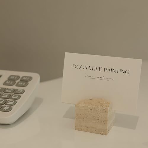 4 pcs Natural Travertine Place Card holder - Handmade Polished Wedding Table Signs, Multi-Use Memo Holder for Escort Cards, Photos & Business Cards (2.36"x2.36"x1.96")