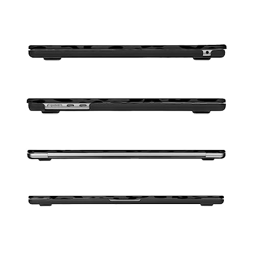 MOSISO Compatible with MacBook Air 15 inch Case 2025 2024 2023 Release M4 A3241 M3 A3114 M2 A2941 with Touch ID, Plastic Leopard Grain Hard Shell Case & Keyboard Cover & Screen Protector, Black