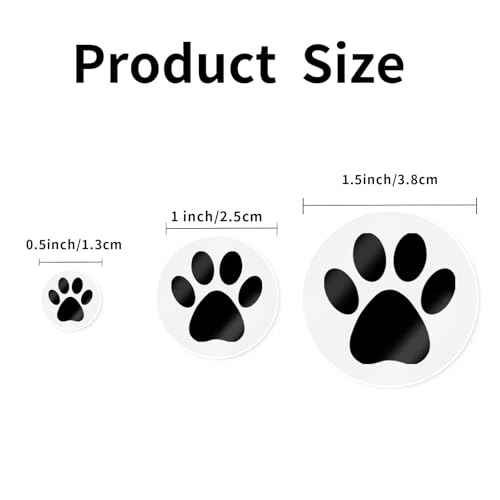 Paw Stickers, 2000 Pcs 0.5 Inch Clear Puppy Dog, Black Bear Paw Prints Self-Adhesive Sticker Roll