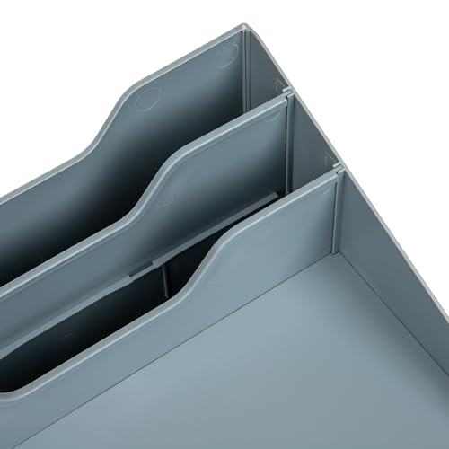 Mind Reader Desktop Organizer, Vertical File Holder, Paper Trays, Office, Plastic, Gray