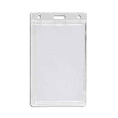 50 Pack Vertical ID Badge Holder - Securely Holds Anything Credit-Card Sized & Works with RFID Cards - Extra Durable Materials, No Wear & Tear On Cards, Easy Card Removal - ID Card Holder