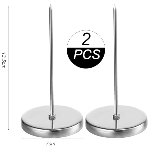2pcs Restaurant Receipt Holders with Spike & Base - Metal Ticket Organizer