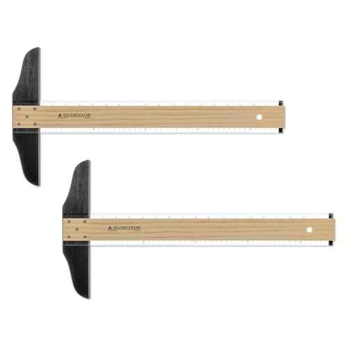 Alumicolor Wood/Acrylic Calibrated T-Square for Art, Framing & Drafting, Pack of 2-18IN