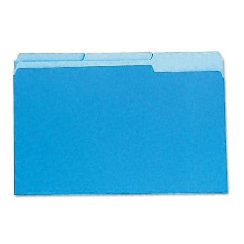 Pendaflex Two-Tone Color File Folders, Legal Size, Blue, 1/3 Cut, 100/BX (153 1/3 BLU)