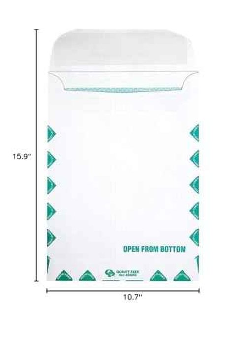 Quality Park Health Claim Insurance Envelopes, with Security Tint and First Class Border, for Medicare Form HCFA-1508 and other Healthcare Forms, 28 lb. White Wove, 100/Box (QUA54692)
