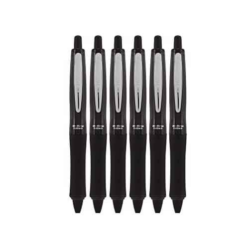 PILOT Dr. Grip FullBlack Refillable & Retractable Ballpoint Pen, Medium Point, Black Ink, 6 PACK