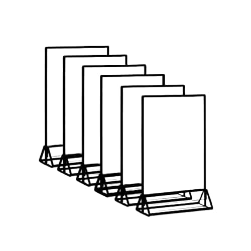 Generic Acrylic Sign Holder, 8.5x11, Double-Sided Transparent Display with Black Borders and Detachable Base - 6 Pack