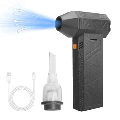 Compressed Air Duster, Electric Motor Air Blower with 130,000 RPM Turbo Motor, Rechargeable Mini Blower for Cars, Cordless Outdoor Cleaning ? Includes Dust Kit & Adjustable Speeds