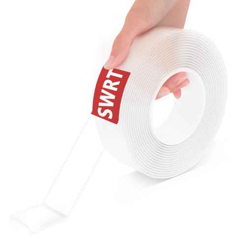 SWRT 0.08 Inch Thick Double Sided Heavy Duty Tape, 1.18 Inch x 10 FT Removable Strong Adhesive Nano Tape, No Residue Reusable Mounting Tape, Multipurpose for Home, Office, and DIY Projects