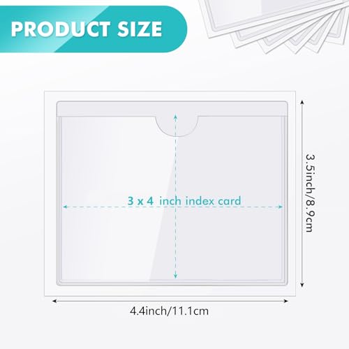 Outus 500 Pack Self Adhesive Index Card Holder Clear Plastic Label Pockets with Top Open for Loading Sticky Business Card Sleeves for Storage Bins Library Organizing Photo Protecting(3.5 x 4.4 Inch)