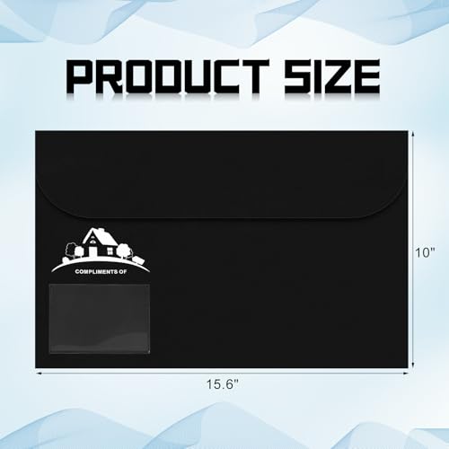 Kisston 20 Pack Legal Size Black Real Estate Folders Vinyl Document Real Estate Agent Supplies with Clear Business Card Pocket House Closing Paperwork Envelopes for Documents Organizing