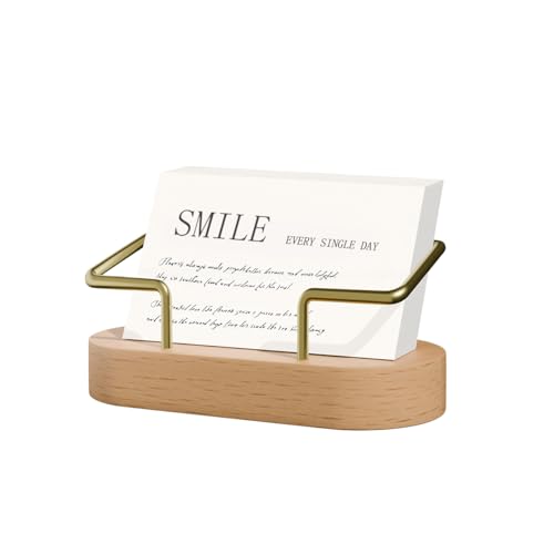 Cherry Wooden Business Card Holder for Desk Office Display Stand - CIHTL