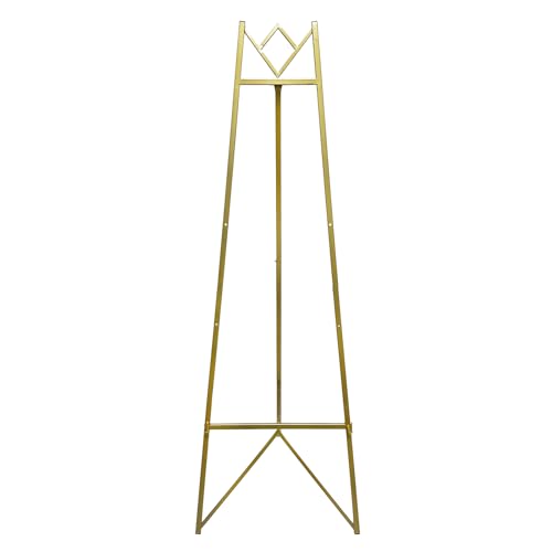 58 Inch Iron Adjustable Arts & Crafts Easels,Metal Easel Stand with Chain Support for Mirror,Floor Easels for Display Wedding Sign(Gold)