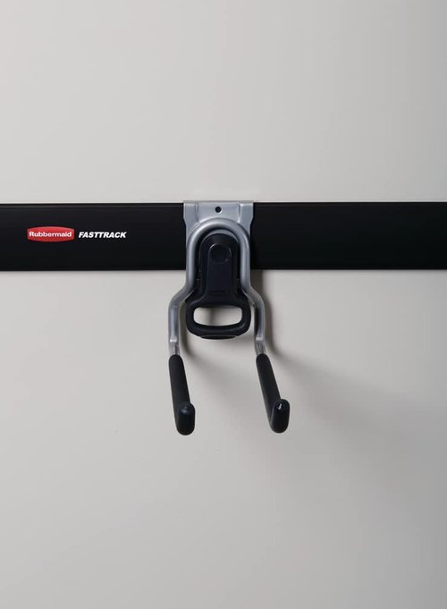 Rubbermaid FastTrack Rail Multi-Purpose Hook - 50 lbs Capacity Satin Nickel Wall Mounted Storage Solution