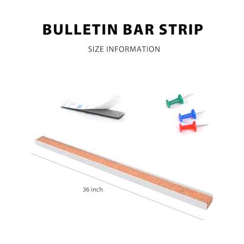 Corksidol Bulletin Bar Strip, Cork Board, Cork Strips, 36" x 1", Classroom, Office, Walls, Cubicle, Aluminum Frame,2 Pack, Silver