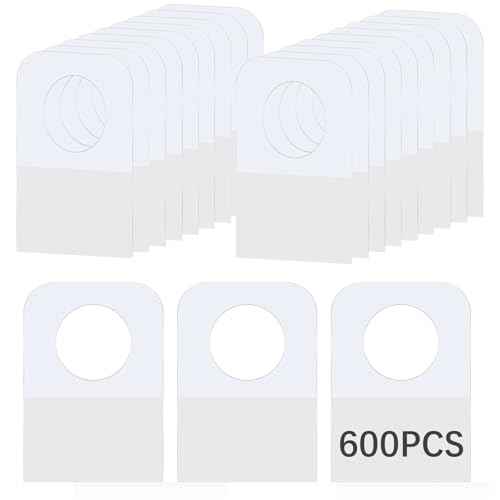 600Pcs Hang Tabs Self Adhesive Hanging Tabs 1.3¡¿0.9 Inch, Clear Plastic Hang Tags Round Hole Sticky Hanging Tabs for Retail Small Sale Items and Handicrafts Jewelry Display Tags