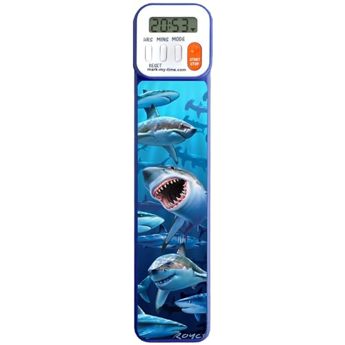 Mark-My-Time 3D Shark Digital Bookmark & Kids Reading Timer - Summer Travel Size