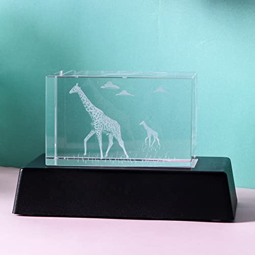 Qianwei Giraffe Crystal Figurine with LED Light Base - Giraffe Lover Gift