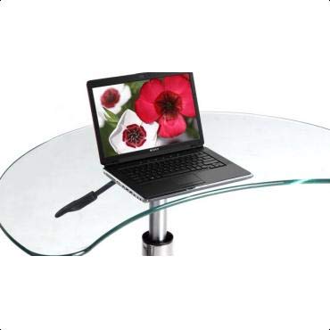 Maragozakis Oval Credenza Desk - Glass Top with Metal Base, Adjustable Height