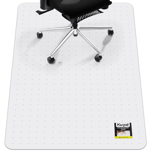 Kuyal 32x48 Inch Clear Heavy Duty Office Chair Mat for Carpet, Non-Slip