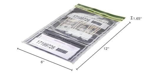 ControlTek SafeLok Deposit Bags 10 x 15, Clear, Dual Compartments (100 Bags)