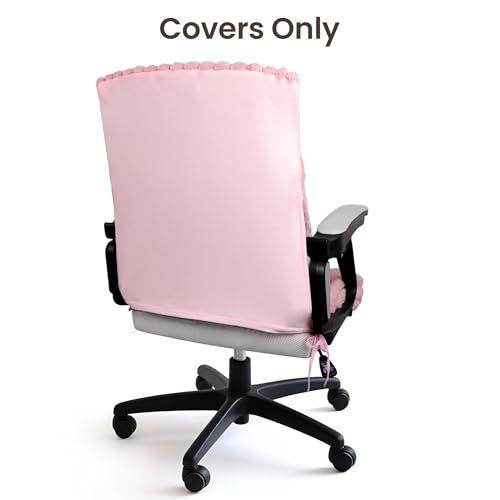AELS Pink Faux Fur Striped Office Chair Cover with Tie Straps – Fits Most Desk Chairs
