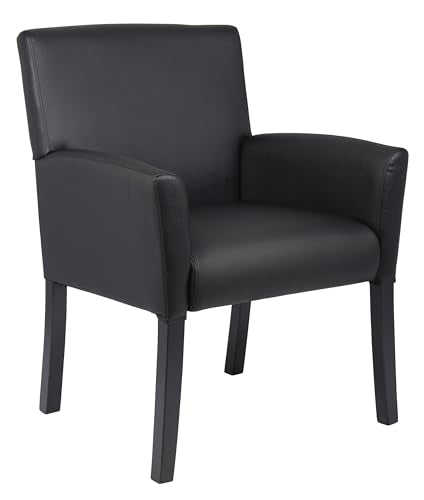 Boss Executive Box Arm Chair with Mahogany Finish – 25.5" D x 24.5" W x 35.5" H