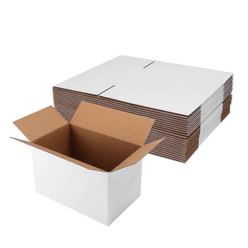 Hoikwo 9x6x6 Shipping Boxes Set of 25, White Corrugated Cardboard Box for Small Business for Packaging Mailing