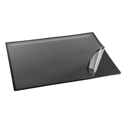 Artistic Logo Desk Pad 19x24 Inch Engineering Office Mat with Ruler Measurements, Black/Clear