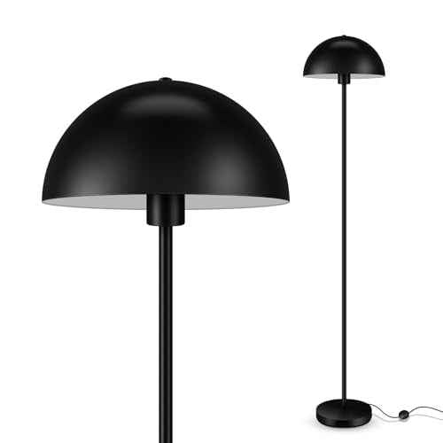 Modern Mushroom Floor Lamps for Living Room 66Inch, Tall Industrial Floor Lamp, Black Metal Standing Lamp with Dome Shade, Mid Century Loft Corner Reading Lamp for Bedroom Office Nursery Room, NO BULB