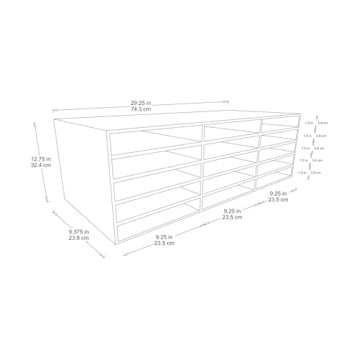 Pacon Classroom Keepers 9x12 Construction Paper Storage with 15 Slots - Recyclable, USA Made, White, 9-3/8"H x 29-1/4"W x 12-7/8"D - Storage / Holds 9"x12" Paper
