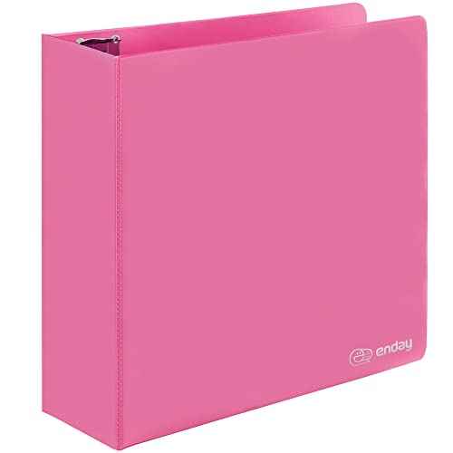 3 Inch 3 Ring Binder Pink, Slant D-Ring 3¡± Clear View Cover with 2 Inside Pockets, Heavy Duty Colored School Supplies Office and Home Binders ? by Enday