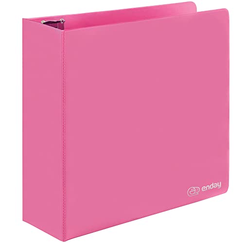 Enday 3-Inch Pink Heavy Duty 3 Ring Binder - 600 Sheet Capacity for School Office Home