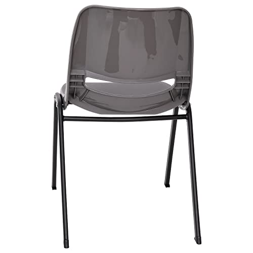 Flash Furniture HERCULES Series 661 lb. Capacity Gray Ergonomic Shell Stack Chair with Black Frame and 16'' Seat Height