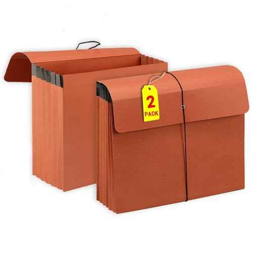 2 Packs Expanding File Folder with Flap and Cord Closure,5 Inch Expansion Accordion File Organizer,Letter Size