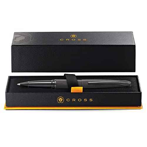 Cross ATX Refillable Rollerball Pen Presented in a Luxury Gift Box - Medium Point, Black Ink, Sandblasted Black