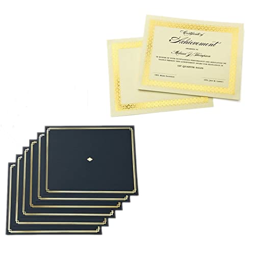 Gartner Studios Certificate Kit, 60 Black Certificate Holders and 60 Gold Foil Certificate Papers, Gold Foil Certificates and Black Certificate Holders Kit (54514)