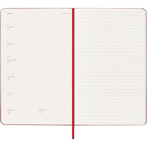 Moleskine Classic 12 Month 2026 Weekly Planner, Hard Cover, Large (5" x 8.25"), Scarlet Red, 144 pages