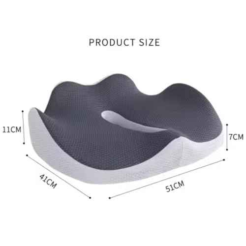 Ergonomic Seat Cushion for Office Chair - Memory Foam Coccyx Cushion for Tailbone, Sciatica & Back Pain Relief - Breathable Washable Cover, Non-Slip Base for Home, Office, Car, and Travel