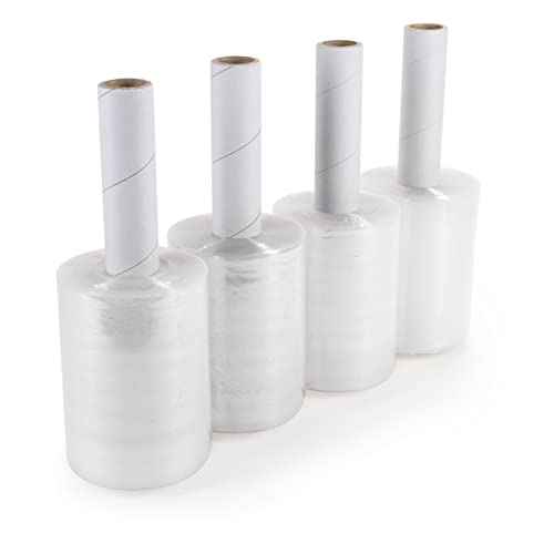 IDL Packaging - F-51-4 5" x 1000' 80 gauge Bundling Stretch Wrap Rolls with Extended Core Handle, Clear (Pack of 4)