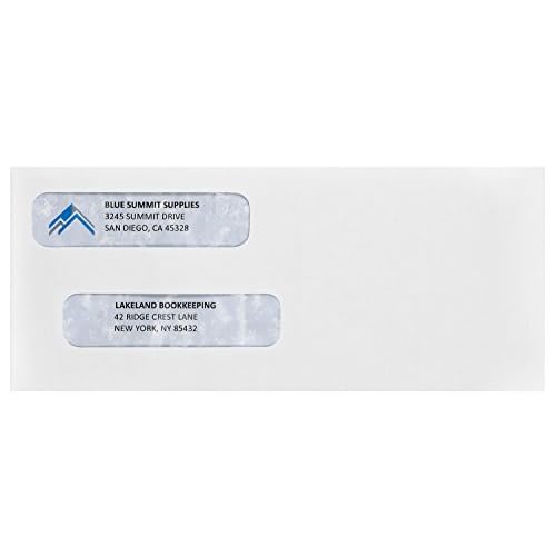 500 No. 8 Flip and Seal Double Window Security Check Envelopes - Designed for Quickbooks Printed Checks - Number 8 Size 3 5/8 Inch x 8 11/16 Inch
