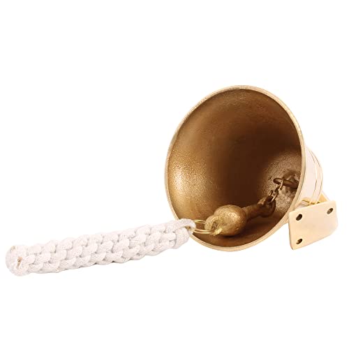 6 Inch Heavy Duty Brass Ship Bell - Nautical Hanging Bell for Decor & Emergency