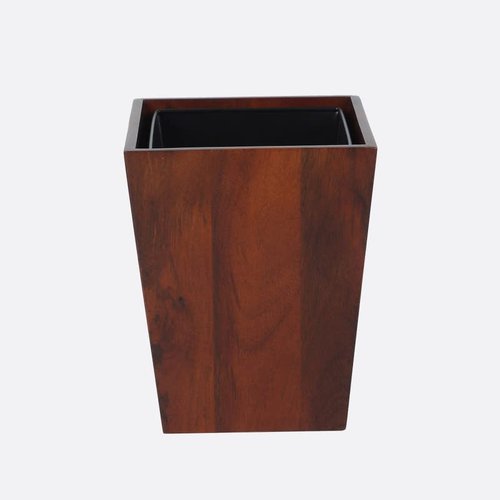 Brick Brown Premium Solid Wood Trashbin Multipurpose Furniture Basket for Home Living Room Office | Dustbin with Removal Metal Inner Liner from Mahogany Collection (Dwindle, 8x8x9.8 Inch)